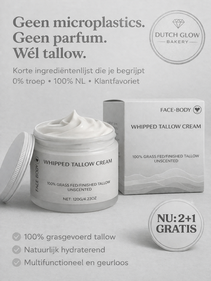 2+1 GRATIS! Tallow Gezichtscrème - Natuurlijke Anti-Rimpel Crème met Grass-Fed Beef Tallow