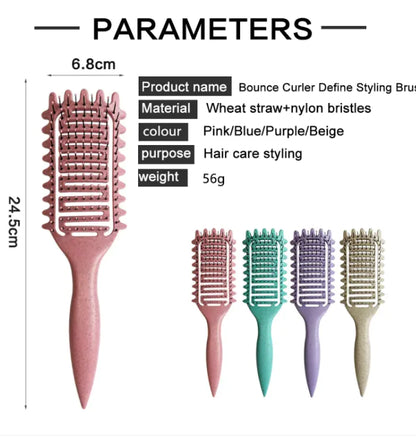 Krullenkam - Hollow Comb voor Krullen Definiëren & Volume met Massage Effect