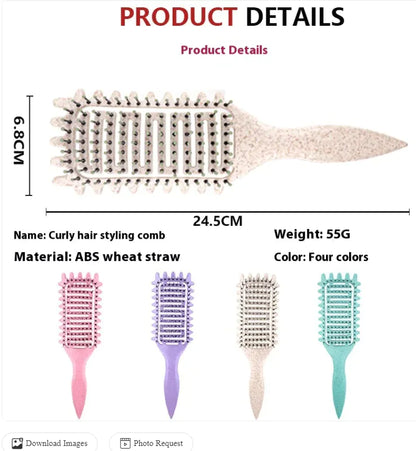 Krullenkam - Hollow Comb voor Krullen Definiëren & Volume met Massage Effect